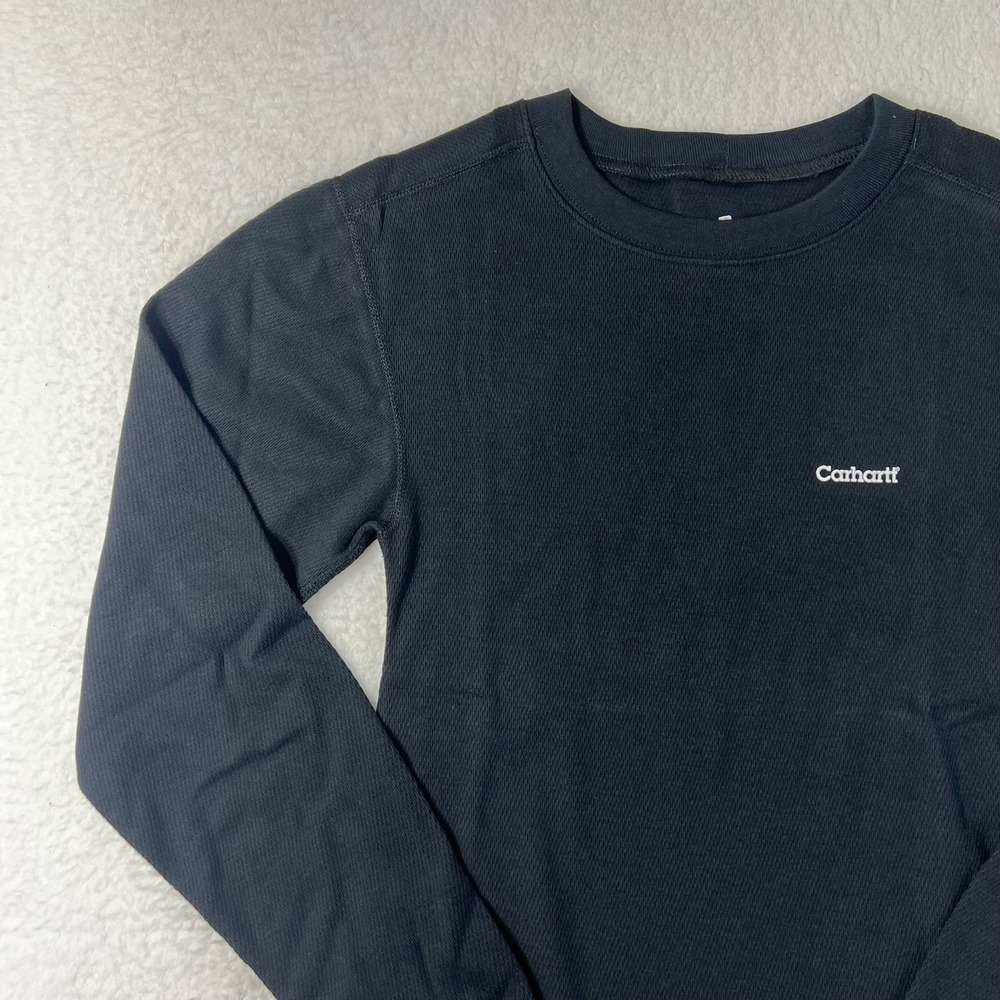 Carhartt Heavyweight Cotton Thermal Crewneck Top Black Men's Size S VTG NWT - Picture 3 of 16